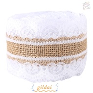 GILDAI Hessian Jute Ribbon, Vintage Lace Burlap Lace Ribbon, Ribbon White Jute Lace Linen Ribbon Hom
