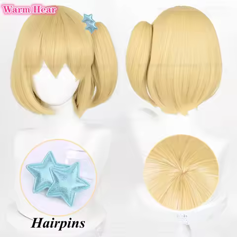 Yachi Hitoka Synthetic Wig Anime Cos!! Short 30cm Warm Golden Ponytail Cosplay Wig Heat Resistant Ha
