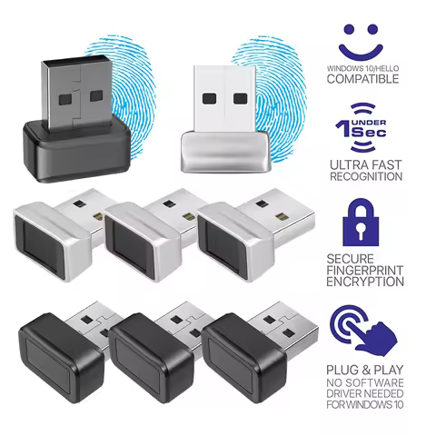 USB Fingerprint Key Reader FIDO U2F Portable Security Key Windows Hello Anti-Spoofing Mini Fingerpri
