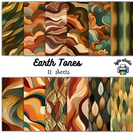 12 Sheets 8x8 Earth Tones Print by byte studio | Premium Paper Craft Junk Journal Stationery