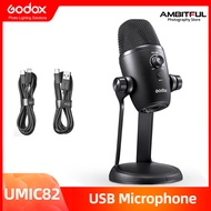 Godox UMic82ไมโครโฟน USB หลายรูปแบบสองทิศทาง Omni-Directional ไมค์ลอยด์สำหรับ VloggingYoutube Liveกา