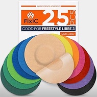 Fixic Freestyle Adhesive Patches 25 PCS – Good Only for Libre 3 – NO Glue in The Center of The Patch – Pre-Cut Back Paper – Long Fixation for Your Sensor! (Multi-Color)