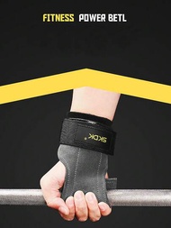 1對皮革手掌保護耐磨防滑手腕包拉力帶,適用於舉重訓練
