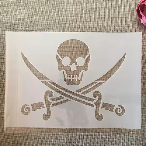 A4 29cm Pirate Skull Swords DIY Layering Stencils Wall Painting Scrapbook Coloring Embossing Album D