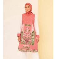 Kalimantan batik tunic in pink peach, shirt length 95cm