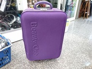 212-(有泛黃)Beauty Club 紫色 約18吋 布 行李箱