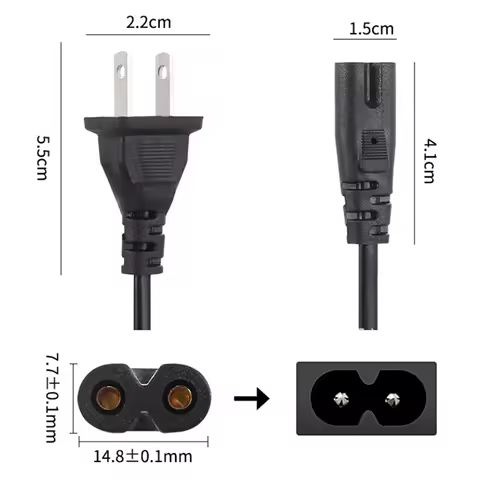 EU Power Cable 2pin IEC320 C7 US Power Extension Cord For Dell Laptop Charger Canon Epson Printer Ra