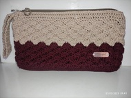 dompet HP rajut motif kerang 1 sleting 2 layer