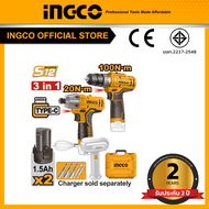INGCO Combo Set 12V สว่าน+ไขควง+เครื่องปั่นไร้สาย COSLI240205