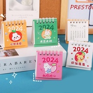 PRESTON Mini Desk Calendar, Standing Flip Calendar Agenda Organizer 2024 Calendar, Kawaii Schedule Planner Yearly Agenda Daily Schedule Planning