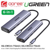 UGREEN 6-In-1 USB-C Hub DisplayPort 4K60Hz PD100W USB 3.0 Data Hub Gigabit Ethernet Adapter CM511 CM