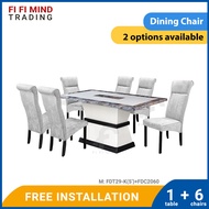 Danilo Marble Dining Set/ Marble Dining Table/ Meja Makan 6 Kerusi/ Meja Makan Marble/ Meja Makan Se