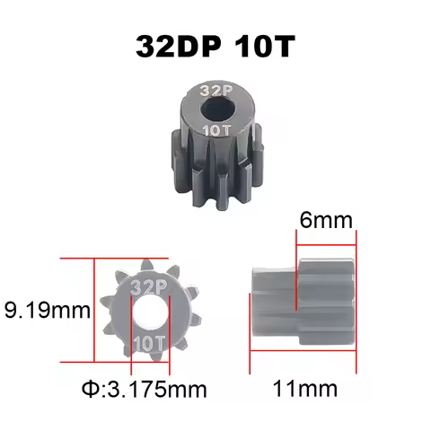 PYFORE Motor Gears Pinion 32P 0.8M 3.175mm Aperture 10T - 24T for 1/10 1/8 RC Model Car Buggy Truck 