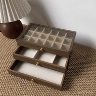 Multi-Layer สร้อยข้อมือต่างหูเครื่องประดับกล่องเครื่องประดับ High-End สร้อยคอต่างหูไม้วอลนัทแหวนไม้ 