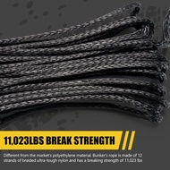 BUNKER INDUST 1/4" x 50' Synthetic Winch Rope Kit,11023LBS Winch Line with Protective Sleeve + Forge