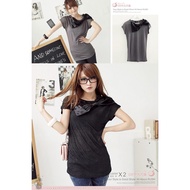 T-Shirts OB嚴選《A9270》緞面蝴蝶結斜邊細蔥連袖包臀長上衣(02073330)