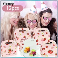 [fixory] 12x Strawberry Party Favor Boxes 6.3x3.74x3.74inch Fruit Candy Box for Anniversary Graduati