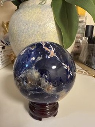 高質藍紋石水晶球 配木座