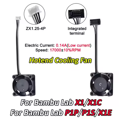 Upgrade X1/X1C P1P/P1S For Bambu Lab Metal Hotend With Cooling Fan 0.2/0.4/0.6/0.8mm Hardened Brass 