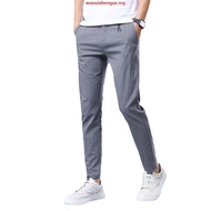 Seluar kasual lelaki kotak-kotak lelaki Inggeris seluar pendek lurus hitam pemuda panjang trend lela