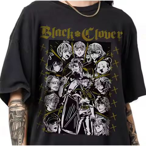Black Clover Manga Anime Shirt,Black color Streetwear Trendy Cotton Y2k Short Sleeves Classic hot pr