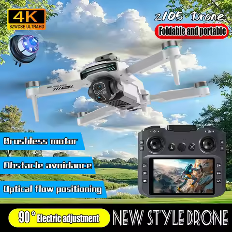 2025 New Z105 Drone Professional 4K Camera WIFI Brushless FPV UAV With Screen Laser obstacle avoidan