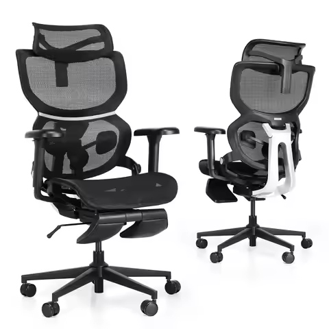 Ergonomic Mesh Office Chair with Footrest, Home Office Executive Chair with Lumbar Support, Ergonomi