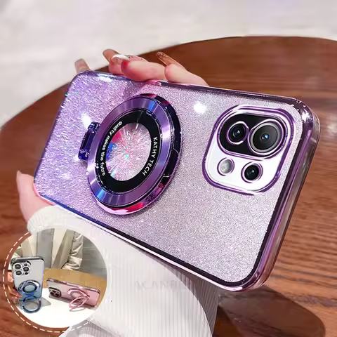 Mi11lite Glitter Plating Holder Silicone Case For Xiaomi Mi 11 Lite 5g Ne 11t 13 13t Mi13t Pro 12 12