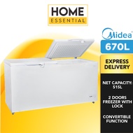 Midea 670L Chest Freezer  WD-670W With White Inner Wall | Peti Sejuk