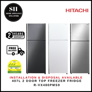 HITACHI R-VX480PMS9 407L 2 DOOR TOP FREEZER REFRIGERATOR - 2 YEARS WARRANTY