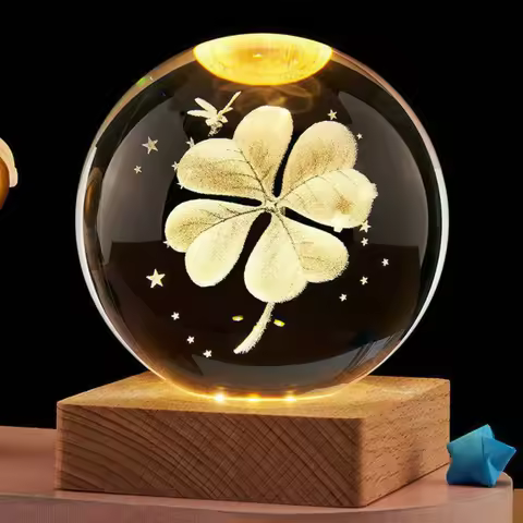 Gift Unique 3D Crystal Ball Lamp with Galaxy and Planetary Projections USB Night Light for Cozy Atmo
