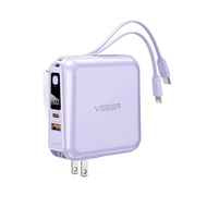 VEGER P15 POWER BANK 15000 MAH WITH BUILT IN CABLE AND ADAPTER 20W พาวเวอร์แบงค์ PURPLE