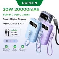 【Built-in Dual-Cable】UGREEN 20000mAh PD20W 3-Ports Digital Display Powerbank Fast Charging Power ban