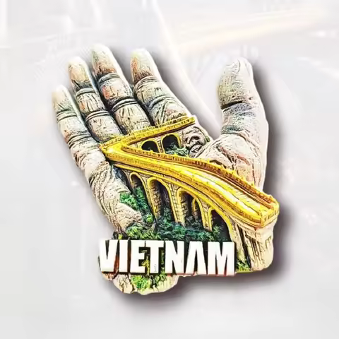 Vietnam Fridge Stickers Dao Phu Quoc Travel Souvenirs Bamboo Hat Train Street Cầu Vàng Fridge Magnet