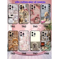 IPHONE IP 16 /IP 16E / IP 16 PRO / IP 16 PRO MAX TPU case with square border printed with MEOW DOG c