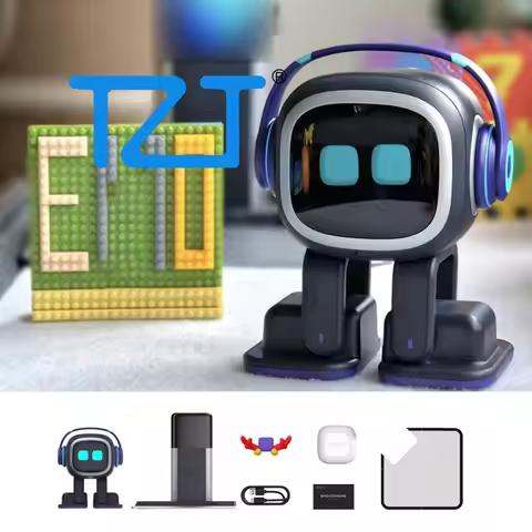 TZT Black Standard Version EMO Desktop AI Robot Emotional Interaction Intelligent Robot Pet with Ska