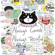 100PCS Whimsical Cat Art with Motivational Quotes: Always Gentle, Always Tearful – Perfect for Trend