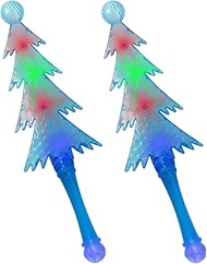 ArtCreativity Light Up Christmas Tree Wands, Set of 2, 14.5 Inch Flashing LED Wands for Kids with Ba