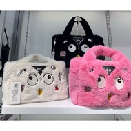OCT105 SF2281 EYE THEME FURRY TOP HANDLE TOTE BAG - 29x19x10cm
