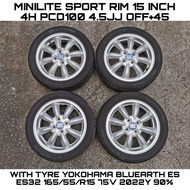 Daihatsu Minilite Sport Rim 15 Inch 4H Pcd100 4.5jj Off+45 With Tyre Yokohama 165/55/R15 75V 2022Y 9