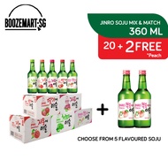 JINRO SOJU Mix &amp; Match | Choose from 5 Flavours | 360ml x 20's + 2 FREE JINRO PEACH Soju bottles