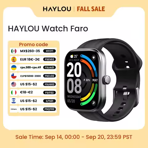 HAYLOU Watch Faro Voice Calling Smart Watch 2.01'' HD Screen 24H Health Monitor 150+ Sports Modes Bl