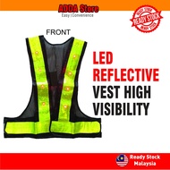 16pc Front & Back LED Reflective Vest Type V Design-Black Netting fabric-5cm Reflector-use AA batter