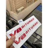 V8 biturbo car sticker - V8 biturbo letter - mercedes red v8 biturbo symbol