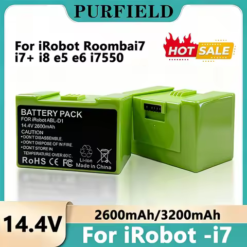 14.4V 3200mAh i7 Battery Replacement for iRobot Roomba e and i Series i7+ e5 7150 7550 i3 3150 i3+ 3