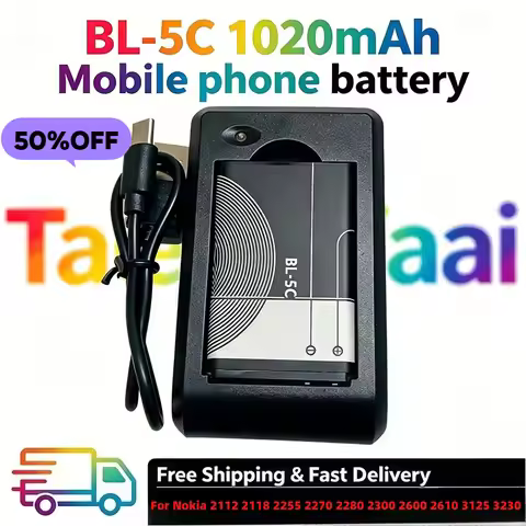 BL-5C 3.7V 1020mAh Battery BL5C BL 5C Rechargeable Batteries for Nokia 2112 2118 2255 2270 2280 2300