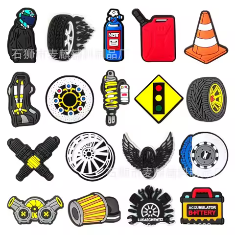 MINISO Cool Cartoon Car accessories Shoe Charms For Clog Sandals Bag Wheel Auto Parts Shoe Decoratio