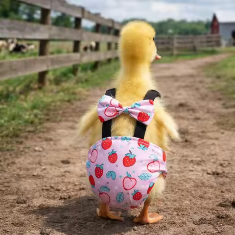 Reusable Adjustable Duck Diapers Elastic Band Bowknot Design Poultry Nappy Breathable Washable Poult