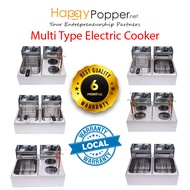 Happypopper 6 Liter Double Electric Multifunctional Cooker Deep Fryer Kanto Oden Noodle Dapur Elektrik Serbaguna多功能炸炉关东煮