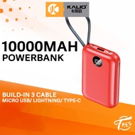 KALIO Powerbank 20000mAh In 3 Cables ( Type-C / Micro / Ltng /USB ) Power Bank Mini Powerbank USB